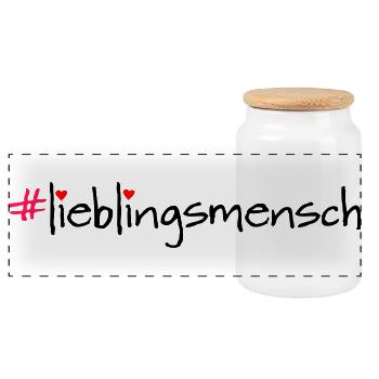 #lieblingsmensch - Panorama Keksdose mit Holzdeckel - Weiß - Vorne