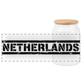 Niederlande - Panorama Keksdose mit Holzdeckel - Weiß - Vorne