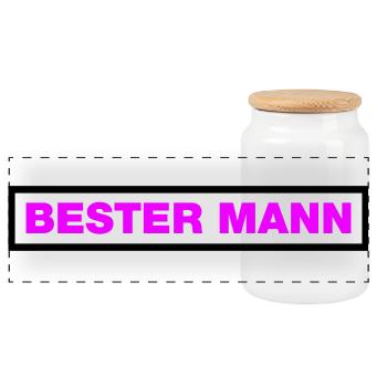 Bester Mann - Panorama Keksdose mit Holzdeckel - Weiß - Vorne