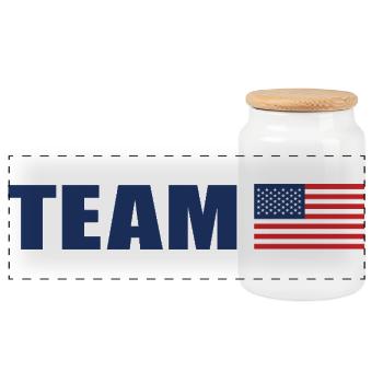Team USA - Panoramic Cookie Jar with Wooden Lid - white - Front