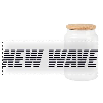 New Wave - Panoramic Cookie Jar with Wooden Lid - white - Front