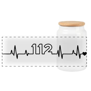 Fire Brigade 112 - Panoramic Cookie Jar with Wooden Lid - white - Front
