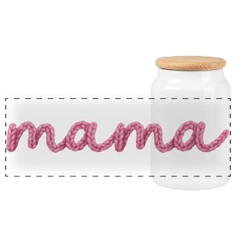 Mama  - Panorama Keksdose mit Holzdeckel - Weiß - Vorne