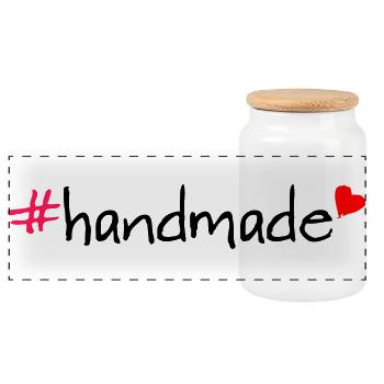 T-shirt hashtag fait main - Boîte à biscuits avec couvercle en bois - blanc - Devant