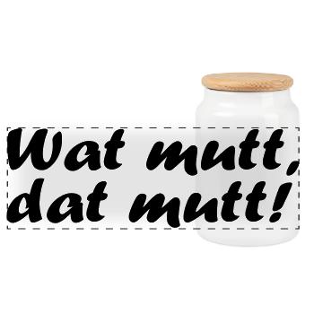 Wat mutt, dat mutt! - Panorama Keksdose mit Holzdeckel - Weiß - Vorne