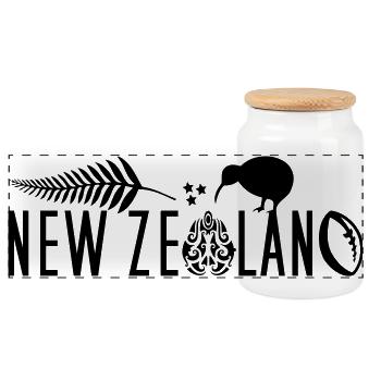 Nouvelle-Zélande Kiwi Voile Rugby Maori - Boîte à biscuits avec couvercle en bois - blanc - Devant
