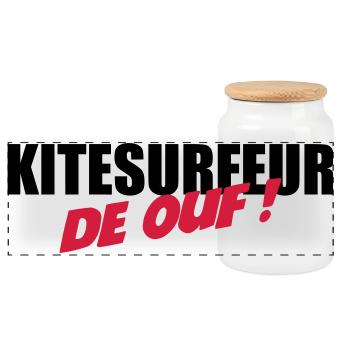 Kiteboarding Kitesurfing Kitesurf Kitesurfer Kiter - Panoramic Cookie Jar with Wooden Lid - white - Front