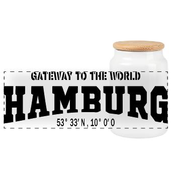 HAMBURG - Panorama Keksdose mit Holzdeckel - Weiß - Vorne