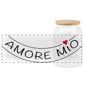 Amore mio | Vectorgraphic = Change Color ! *** - Panorama Keksdose mit Holzdeckel - Weiß - Vorne
