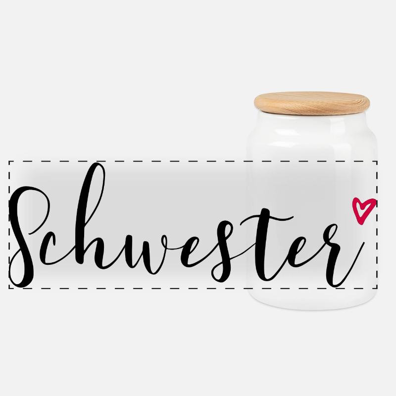 Schwester Herz Geschenkidee - Panorama Keksdose mit Holzdeckel - Weiß