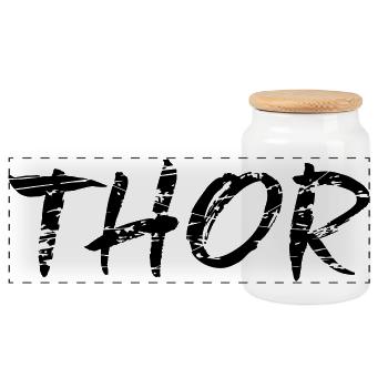 Thor - Panoramic Cookie Jar with Wooden Lid - white - Front