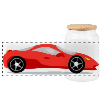 Red sports car - Panoramic Cookie Jar with Wooden Lid - white - Front