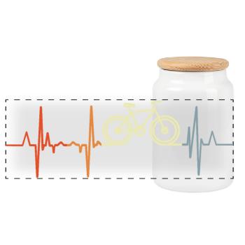Rythme cardiaque du cycliste - Boîte à biscuits avec couvercle en bois - blanc - Devant