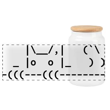 niedliche ascii Katze - cute ascii cat - Panorama Keksdose mit Holzdeckel - Weiß - Vorne