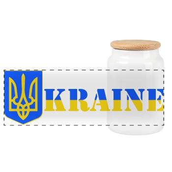 Ukraine - Panorama Keksdose mit Holzdeckel - Weiß - Vorne