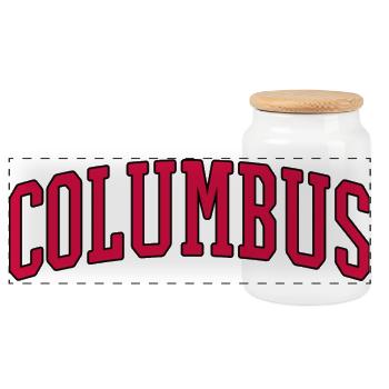 Columbus Arch Vintage Logo - Panorama Keksdose mit Holzdeckel - Weiß - Vorne