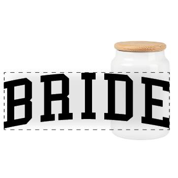 Bride Matching Engagement Bridal Shower Wedding - Panoramic Cookie Jar with Wooden Lid - white - Front