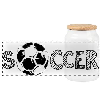 soccer soccer ball writing team team club - Panoramic Cookie Jar with Wooden Lid - white - Front