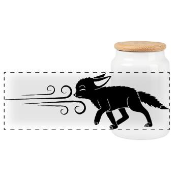 Le renard noir et le vent - Boîte à biscuits avec couvercle en bois - blanc - Devant