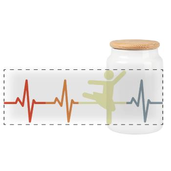 Ballet Dancer Heartbeat - Panoramic Cookie Jar with Wooden Lid - white - Front