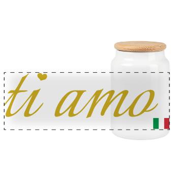 ti amo - Boîte à biscuits avec couvercle en bois - blanc - Devant