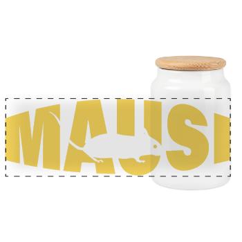MAUSI - Panoramic Cookie Jar with Wooden Lid - white - Front