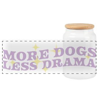 More dogs, less drama - Panoramic Cookie Jar with Wooden Lid - white - Front