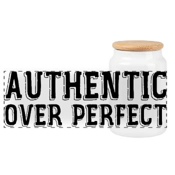 Authentic rather than perfect - Panoramic Cookie Jar with Wooden Lid - white - Front