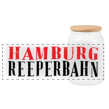 Hamburg Vintage Rubber Stamp - Panoramic Cookie Jar with Wooden Lid - white - Front