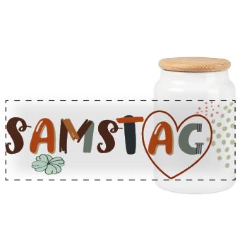 Samedi en semaine - Boîte à biscuits avec couvercle en bois - blanc - Devant
