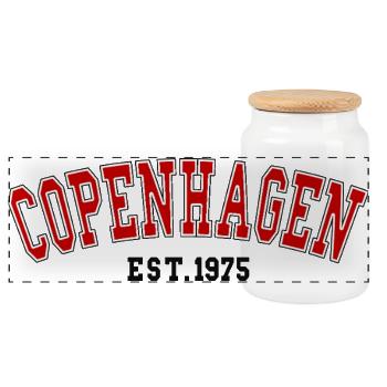 Copenhague Fondé en 1975 - Boîte à biscuits avec couvercle en bois - blanc - Devant