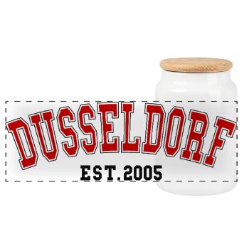 Dusseldorf Est. 2005 - Panoramic Cookie Jar with Wooden Lid - white - Front