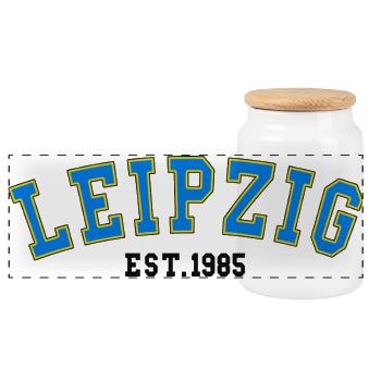 Leipzig Est. 1985 - Boîte à biscuits avec couvercle en bois - blanc - Devant