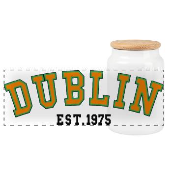 Dublin Est. 1975 - Panorama Keksdose mit Holzdeckel - Weiß - Vorne