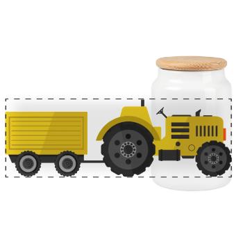 tractor - Panoramic Cookie Jar with Wooden Lid - white - Front