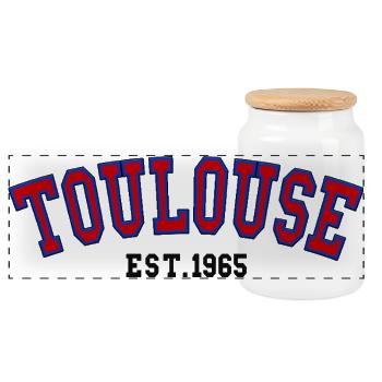 Toulouse Est. 1965 - Panoramic Cookie Jar with Wooden Lid - white - Front