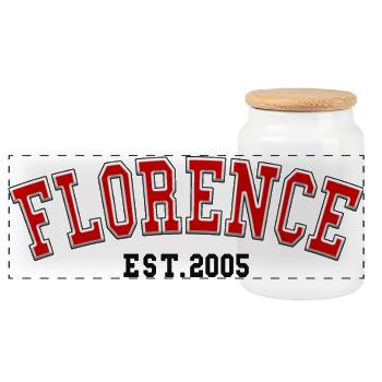 Florence Est. 2005 - Panoramic Cookie Jar with Wooden Lid - white - Front