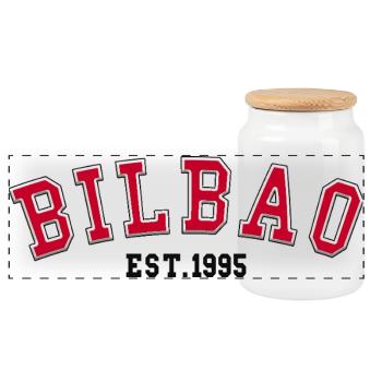 Bilbao Est. 1995 - Panoramic Cookie Jar with Wooden Lid - white - Front