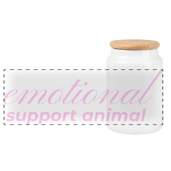 Emotional Support Animal - Panoramic Cookie Jar with Wooden Lid - white - Front