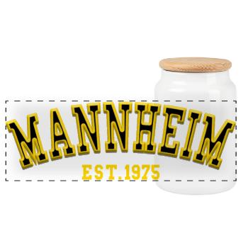 Mannheim Est 1975 - Panoramic Cookie Jar with Wooden Lid - white - Front