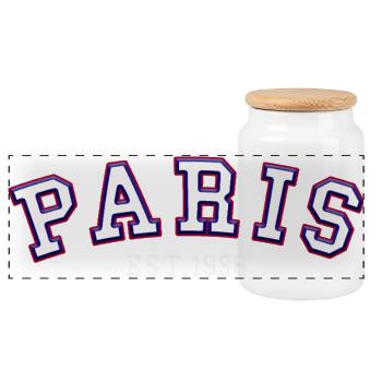 Paris Fondé en 1996 - Boîte à biscuits avec couvercle en bois - blanc - Devant