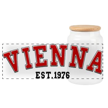 Vienna Est. 1976 - Panoramic Cookie Jar with Wooden Lid - white - Front