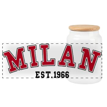 Milan Est. 1966 - Panoramic Cookie Jar with Wooden Lid - white - Front
