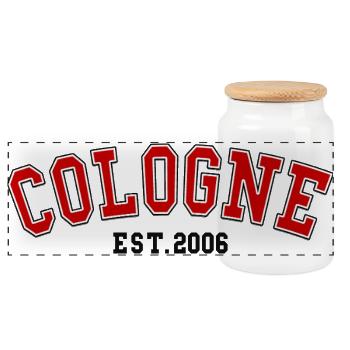 Cologne Fondée en 2006 - Boîte à biscuits avec couvercle en bois - blanc - Devant