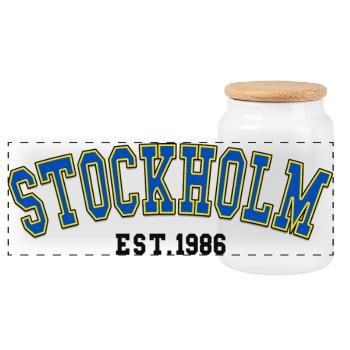Stockholm Fondée en 1986 - Boîte à biscuits avec couvercle en bois - blanc - Devant