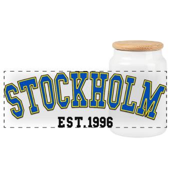 Stockholm Est. 1996 - Panoramic Cookie Jar with Wooden Lid - white - Front