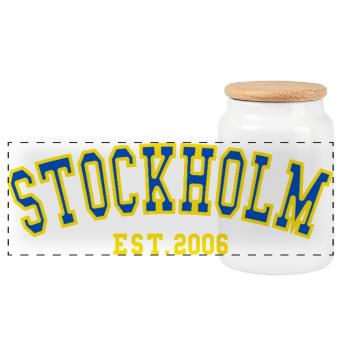 Stockholm Fondée en 2006 - Boîte à biscuits avec couvercle en bois - blanc - Devant