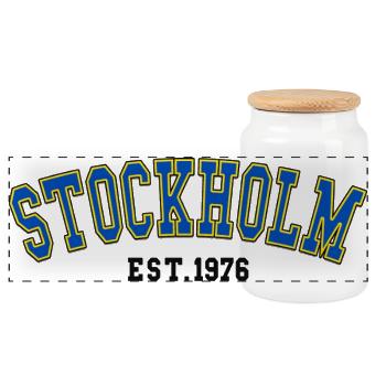 Stockholm Est. 1976 - Panoramic Cookie Jar with Wooden Lid - white - Front