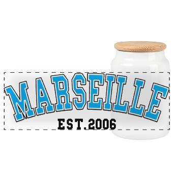 Marseille Fondé en 2006 - Boîte à biscuits avec couvercle en bois - blanc - Devant