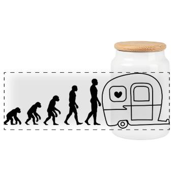 CAMPING EVOLUTION ! CAMPING-CAR DE LA VIE EN VANS - Boîte à biscuits avec couvercle en bois - blanc - Devant